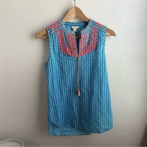 J.crew Embroidered Boho Beach Style Top Sz 0 EUC
